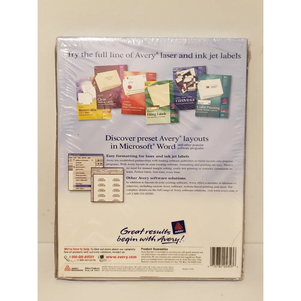 Avery Copier Full-Sheet Labels 8 1/2 x 11 White 100/Box 5353